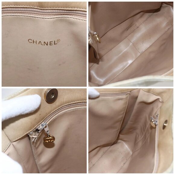 CHANEL Shoulder Bag Leather Beige Gold CC Auth - Picture 15 of 16